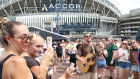 Crowds gather at Accor Stadium in Sydney ahead of the first Taylor Swift concert.
