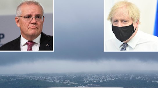 Scott Morrison and Boris Johnson.