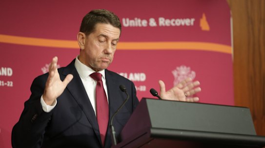 Queensland Treasurer Cameron Dick and Premier Annastacia Palaszczuk hold a press conference for media in Brisbane during the 2021-22 State Budget lockup on Tuesday, June 25, 2021.