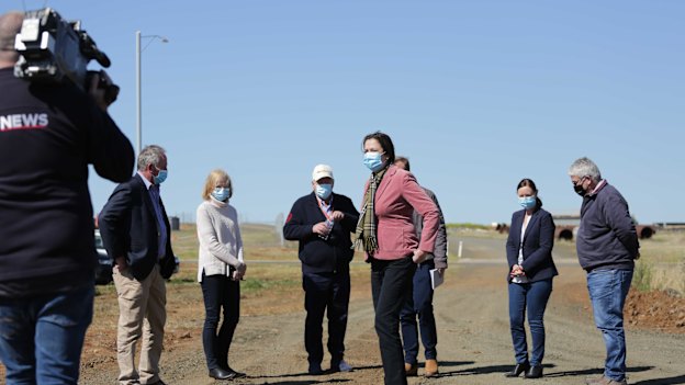 Queensland Premier Annastacia Palaszczuk (centre) inspects Queensland’s second quarantine facility in Toowoomba on August 26.