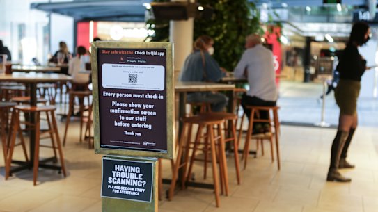 Use of the Queensland check in app had dropped to its lowest levels since launch in November, ahead of the venue vaccine requirements rolled out a month later.