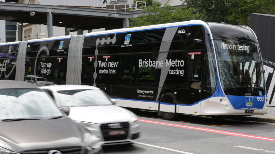 The first of the Brisbane Metro buses began testing in 2022 before starting on the existing 196 route last month. It’s unclear when they’ll be back.