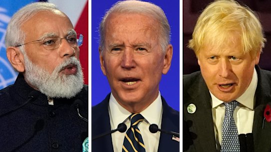 Modi, Biden, Johnson. 