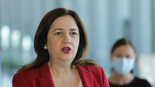 Queensland Premier Annastacia Palaszczuk spoke to journalists about the latest COVID cases. 