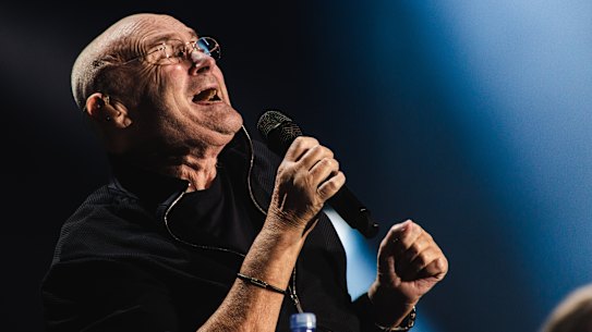 Phil Collins on stage at AAMI Park.