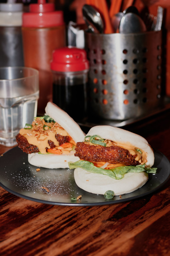 Panko-crumbed eggplant bao at Saigon Street Eats, Balaclava.