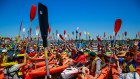 Protesters in kayaks and canoes blockaded Newcastle port on Sunday.