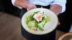 Pea, verbena, sand crab, sugarsnap and fig leaf oil starter