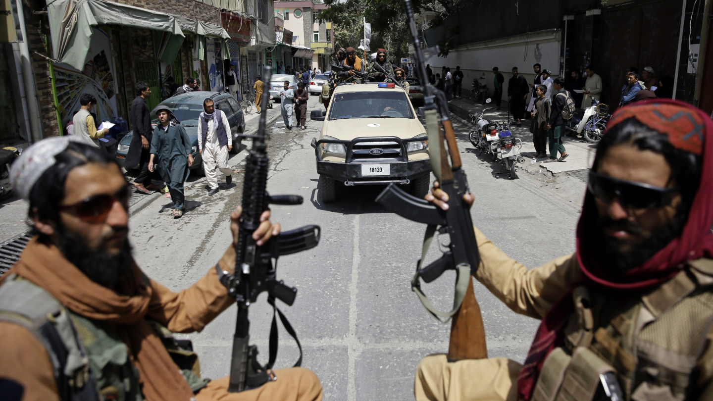 Taliban fighters patrolling the streets of Kabul.  Insurgents who seized power celebrated Afghanistan’s independence day last Thursday as a victory over the United States, but everyday administration is a challenge with a severe shortage of cash in the economy.