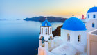 Church in Oia, on the northwestern tip of Santorini.