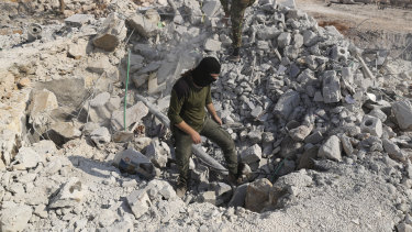 The aftermath of a US military operation targeting Islamic State leader Abu Bakr al-Baghdadi near the village of Barisha in Idlib province, Syria.