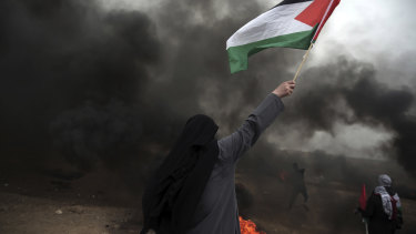 Palestinians burn tyres during a protest at the Gaza Strip's border with Israel on May 4.
