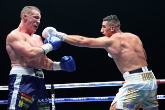 Justis Huni during his bout with Paul Gallen.