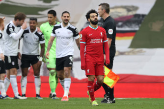 A dejected Mohamed Salah after the final whistle.