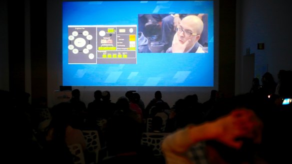 People watch the live broadcast of the SpaceIL spacecraft as it lost contact with Earth.