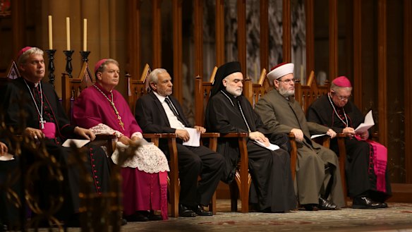 The interfaith service at St Mary's Cathedral in Sydney. 