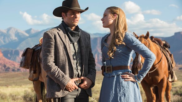 James Marsden and Evan Rachel Wood in Jonathan Nolan’s Westworld. The series was cancelled by HBO Max then removed from platforms.