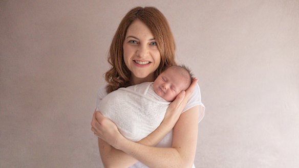 Brisbane mum Sarah Eaton with baby Charlotte, who shares the most popular baby name for girls in 2020. 