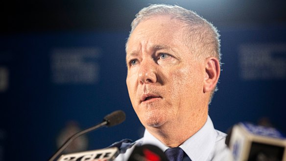 NSW Police Commissioner Mick Fuller addresses the media before the large-scale border operation.