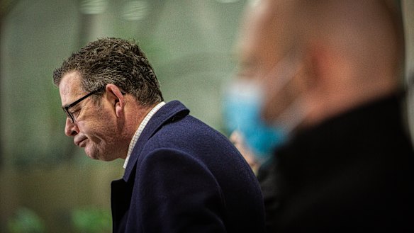 Premier Daniel Andrews and COVID-19 commander Jeroen Weimar on Saturday.