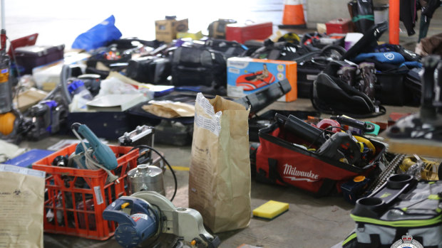 Allegedly stolen goods discovered in the basement of the Pyrmont Complex. 