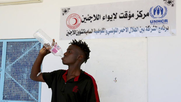 A Malian survivor of a shipwreck at the Zarzis Red Crescent centre in southern Tunisia on Thursday.
