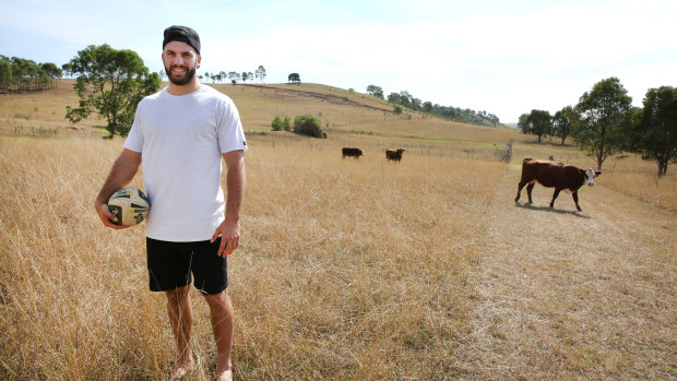 Country boy: James Tedesco, at home on his family's farm at Menangle in 2016.