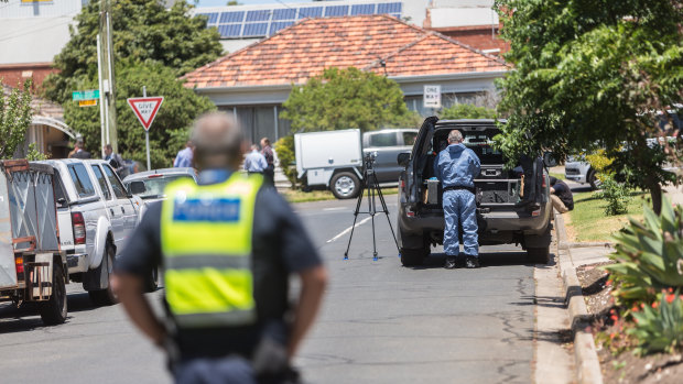 Homicide Squad detectives are on the scene in Salisbury Street, Yarraville.