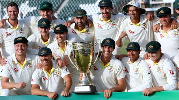 Australia celebrate their series victory in Pakistan.