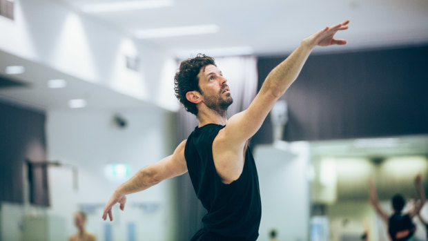 Andrew Killian during morning class at the Australian Ballet.