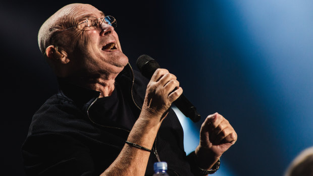 Phil Collins on stage at AAMI Park.