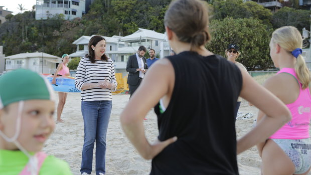 Premier Annastacia Palaszczuk campaigning in Currumbin on October 19.