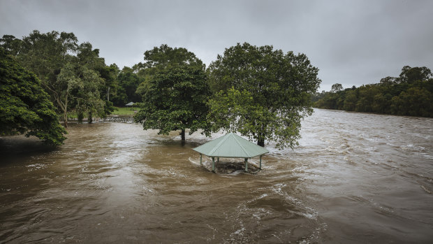 The Ross River's broken banks in Townsville during the flood.