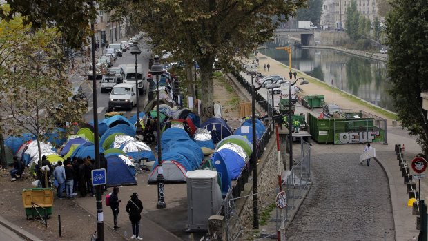 Migrants camps have sprung up throughout Paris.
