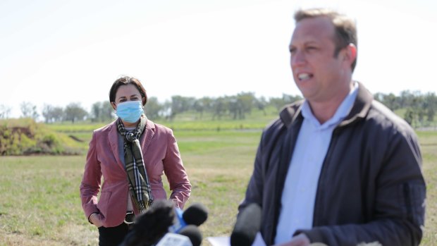 Deputy Premier Steven Miles speaks at the announcement of the quarantine facility near Toowoomba’s Wellcamp Airport in August 2021.