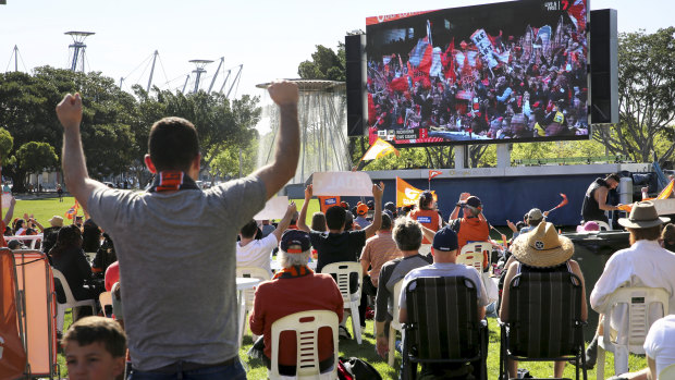 The initial excitement from GWS fans soon turned to despair at the live site in Homebush.