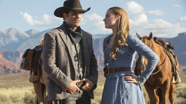 James Marsden and Evan Rachel Wood in Jonathan Nolan’s Westworld. The series was cancelled by HBO Max then removed from platforms.