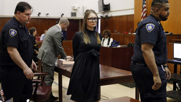 Anna Sorokin leaves after sentencing at New York State Supreme Court, in New York, May 9, 2019.