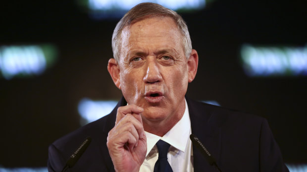 Former Israeli Chief of Staff Benny Gantz speaks at the official launch of his election campaign in Tel Aviv, Israel in January. 
