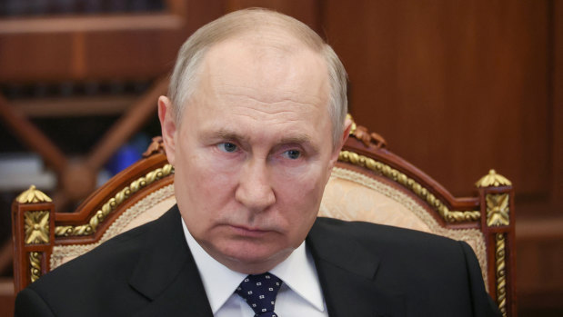 Russian President Vladimir Putin attends a meeting in Moscow on Wednesday.