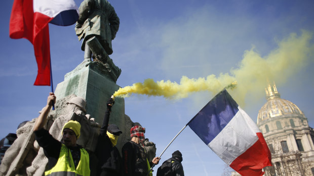 Yellow vest protesters held scattered demonstrations around Paris and the rest of France amid waning support for their movement. 