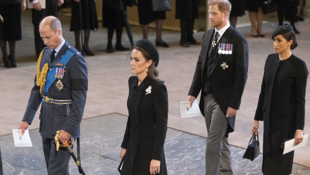 Prince William, Prince of Wales, Catherine, Princess of Wales, Harry, Duke of Sussex and Meghan, Duchess of Sussex.