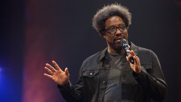 W. Kamau Bell in his stand-up show, Private School Negro.