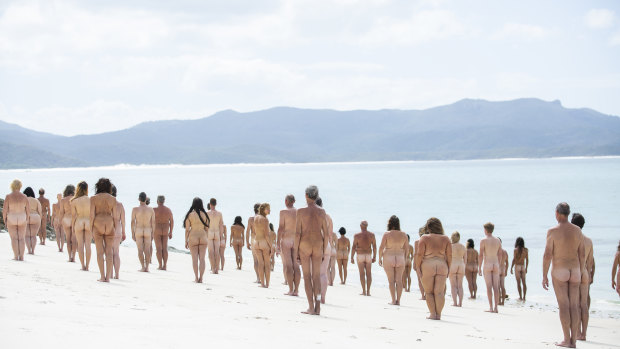 People of all shapes, sizes and ages turned out for Spencer Tunick's "Sea Earth Change" photo shoot for The Iconic. 