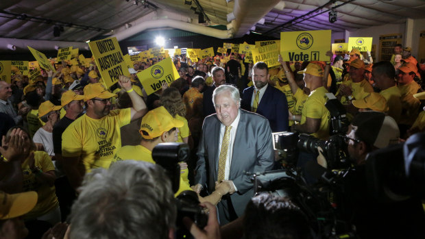 United Australia Party chairman Clive Palmer launches his party’s 2022 federal election campaign at his Coolum golf resort on April 16.