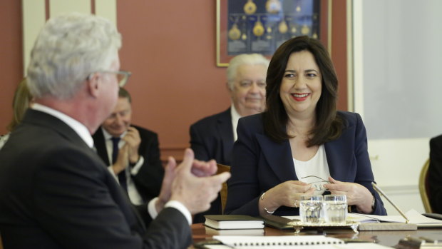 Premier Annastacia Palaszczuk being sworn in for a third term on Thursday.
