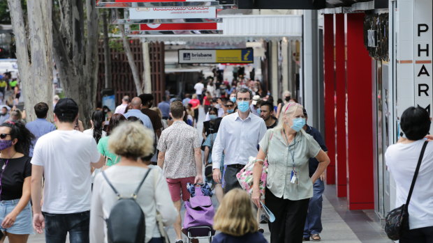 Most people in Brisbane have complied with the requirement to wear masks.