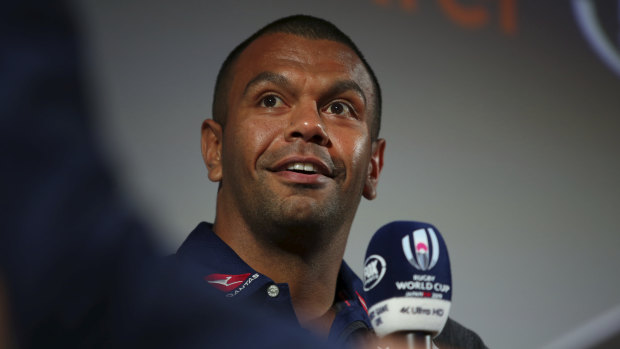 Kurtley Beale speaking to media at the Fox Sports Rugby World Cup launch.
