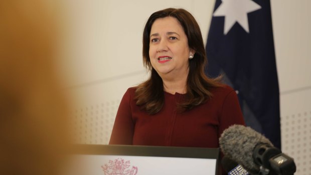 Queensland Premier Annastacia Palaszczuk at a COVID press conference in Brisbane on Monday.