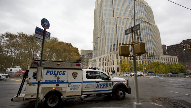 The New York Police Department has extra security in place in front of the court for the El Chapo trial.